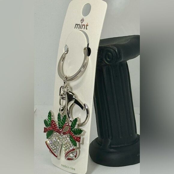 BAG CHARM Silver Bells Holiday Christmas Bag charm Keychain - Picture 3 of 4